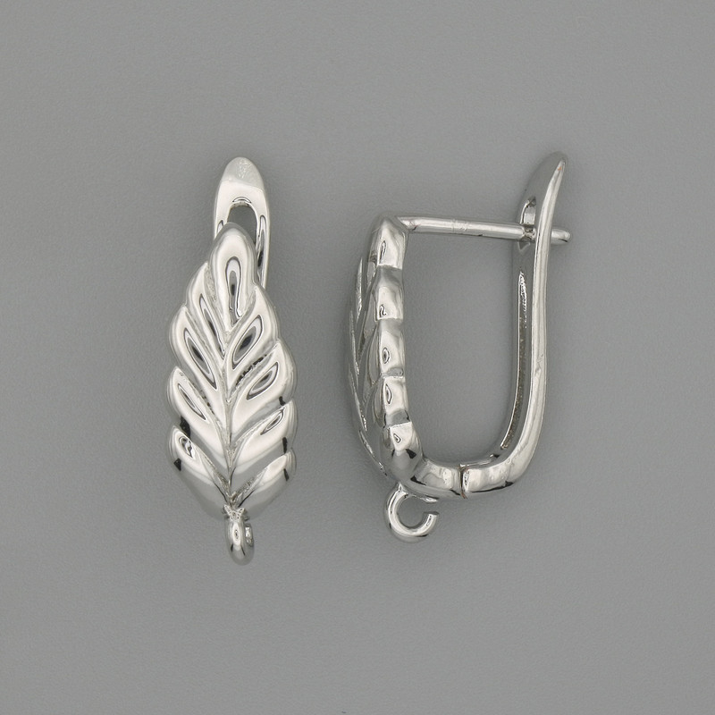 Earrings posts, silver-tone metal 17×6mm, pair