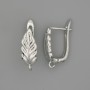 Earrings posts, silver-tone metal 17×6mm, pair