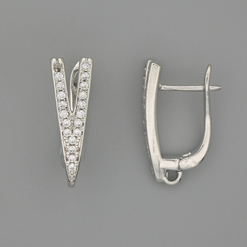 Earring posts in silvery metal 20×6mm – pair