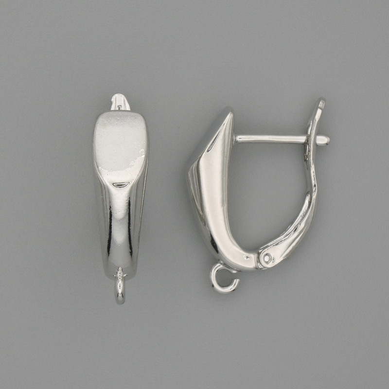 Earrings findings for earrings, silvery metal 19x5mm + - pair