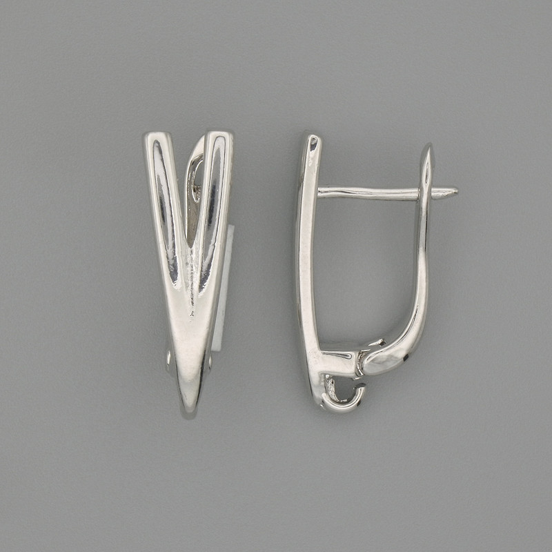Earring posts in silvered metal 19×6mm – pair