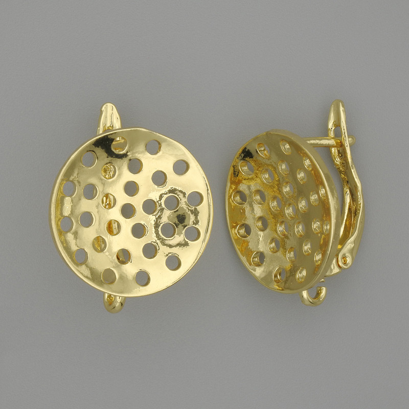 Earrings posts, golden metal 16x1.5 mm, pair