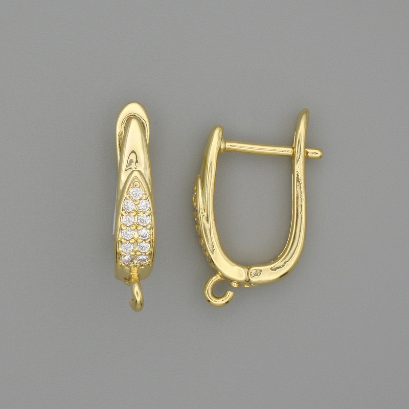 Earrings posts in golden metal 17x4mm - pair