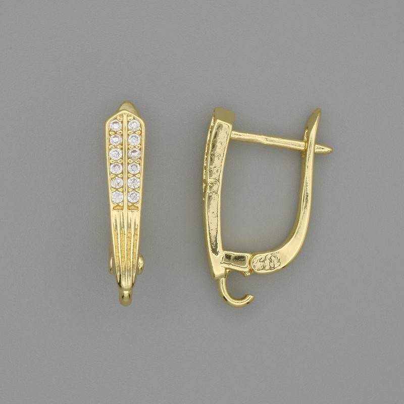 Earring posts in golden metal 20×3 mm – pair