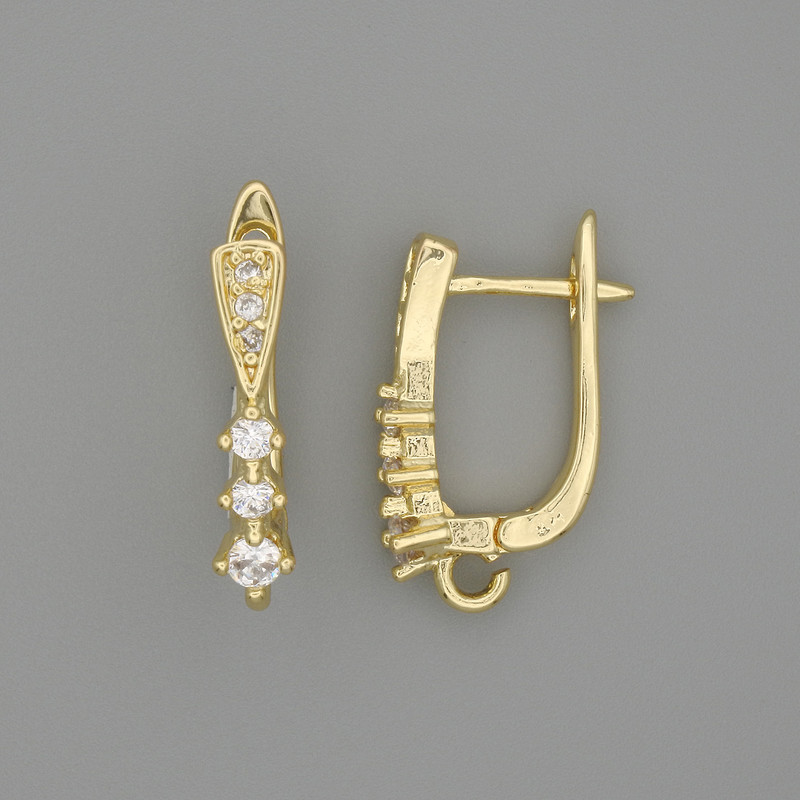 Earrings posts, golden metal 19×3.5 mm ± pair