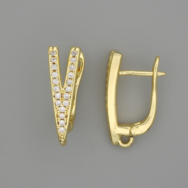 Earrings posts in golden metal 19×6 mm - pair