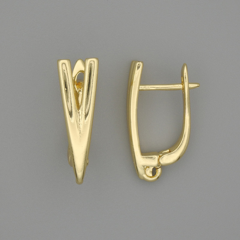 Earring posts for earrings, golden metal 19×5.5 mm, per pair