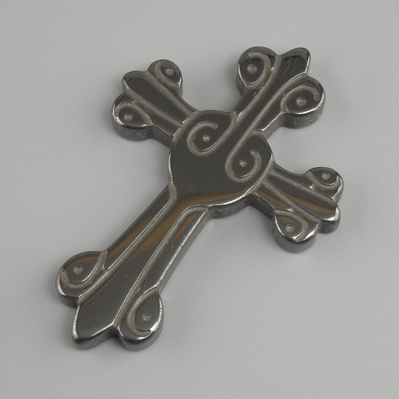 Hematite Cross Pendant, diameter 64×44mm± hole 0.9mm+