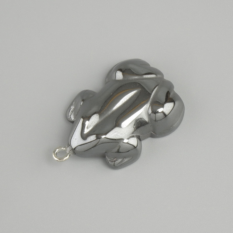 Hematite Frog Pendant, diameter 32×21mm+