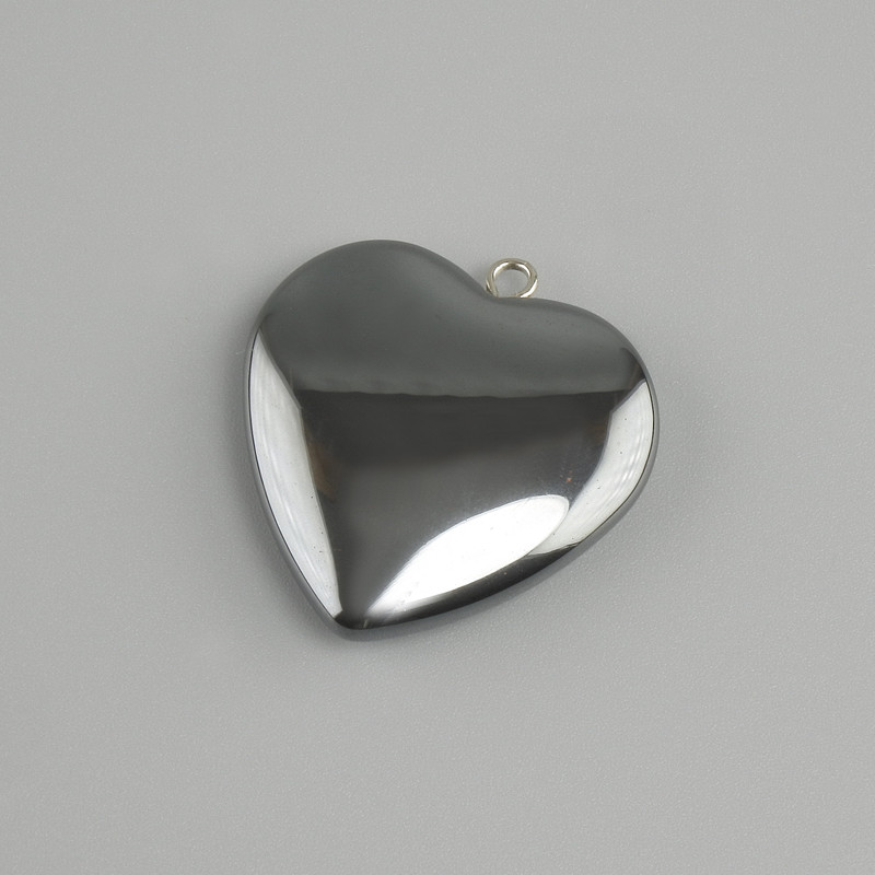 Hematite Heart Pendant, 26x26mm diameter+