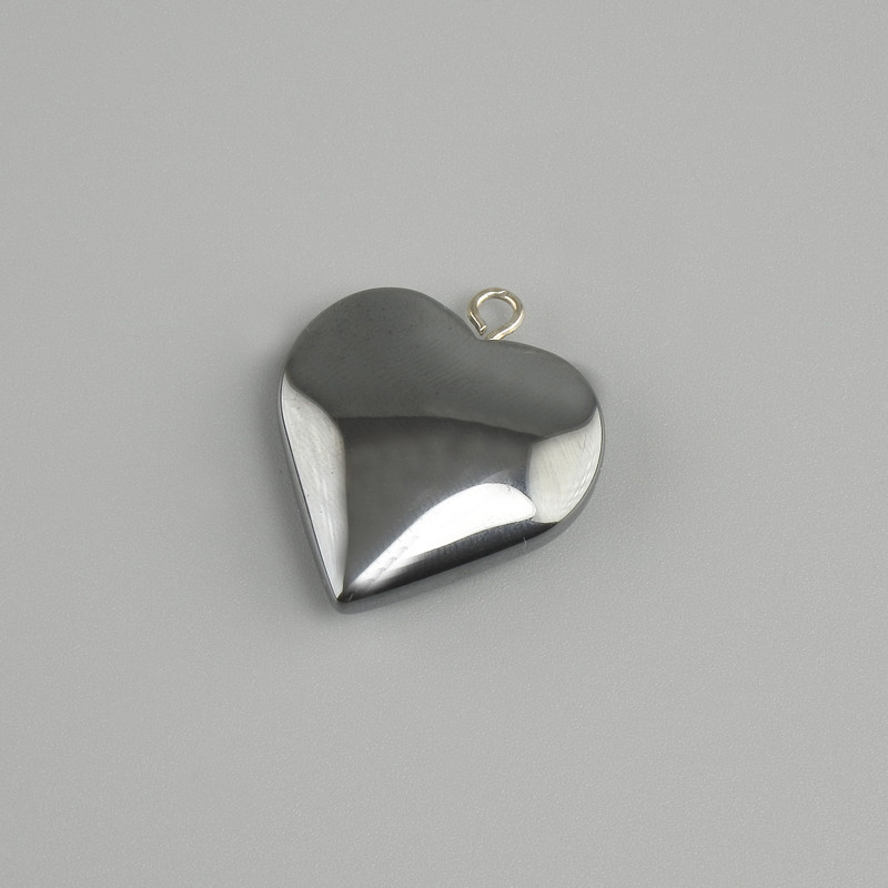 Hematite Heart Pendant, 20x20mm diameter+