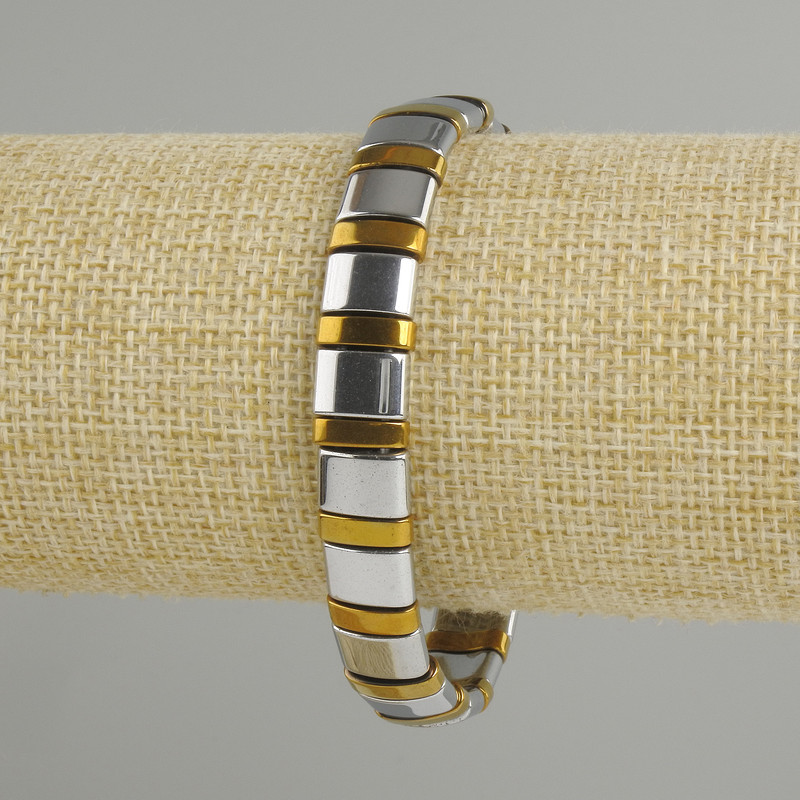 Hematite Bracelet Link, diameter 10x7mm± 10x2mm±, length 18cm± Stretch