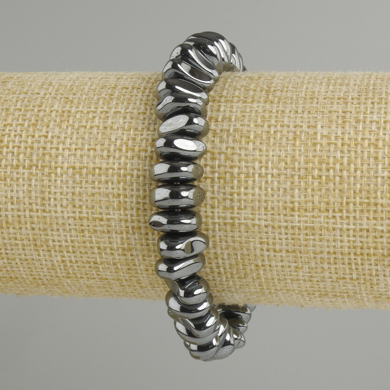 Hematite Bead Stretch Bracelet, 11x4.5mm+-, 18cm length