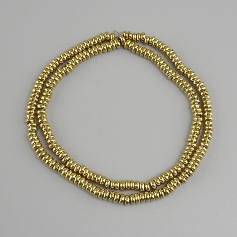 Hematite Rondelle Beads, 4x2mm ± Gold color, 40cm+ length