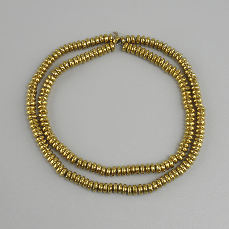 Hematite Rondelle Beads, 4x2 mm, gold colour, length over 40 cm