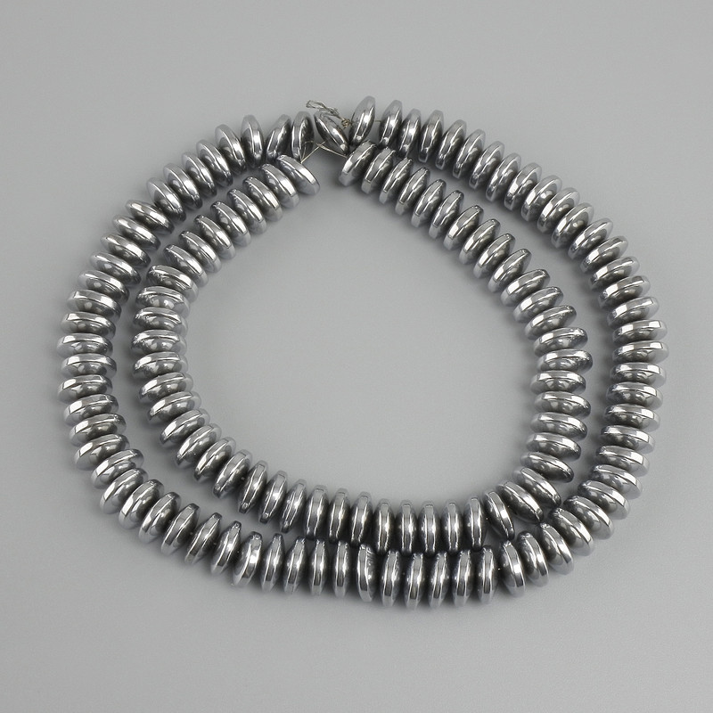 Hematite Rondelle Beads, 8x3mm ± diameter, colour silver, length 40cm+
