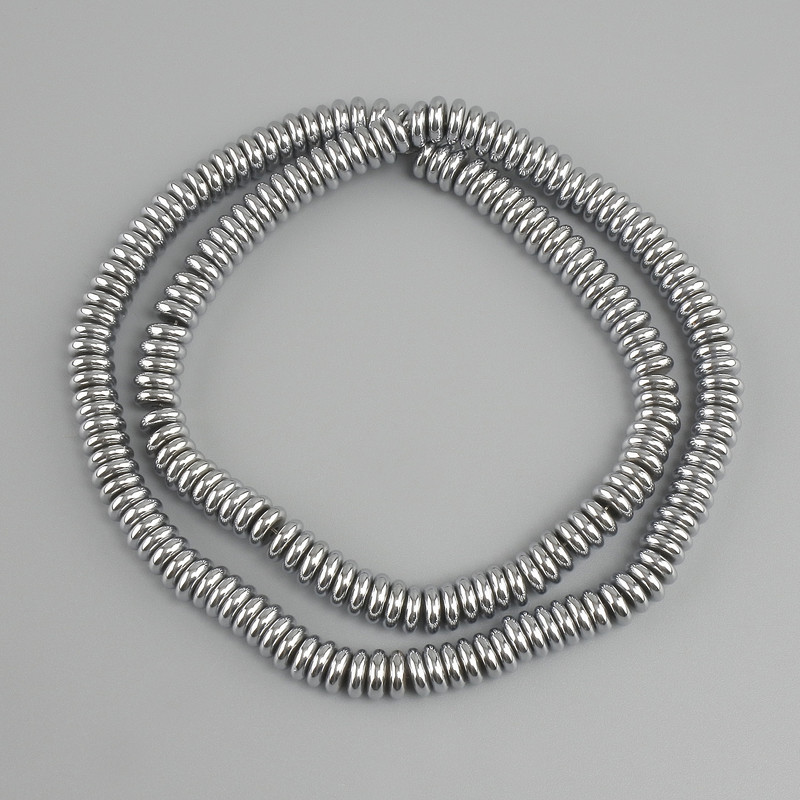 Hematite Rondelle Beads, 6x2mm, silver colour, 40cm length