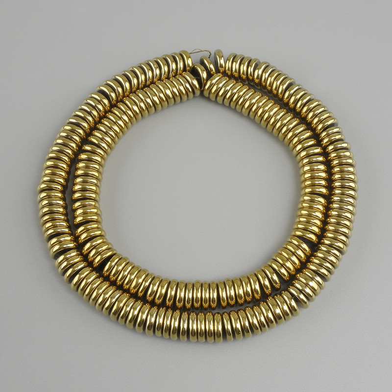Hematite Rondelle Beads, 8x2 mm, gold colour, 40 cm length