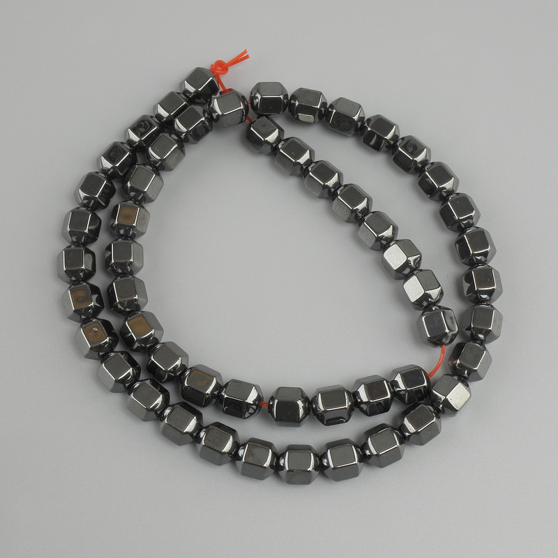Hematite Beads Multifaceted, diameter 8x6, 5mm±, thread length 40cm±