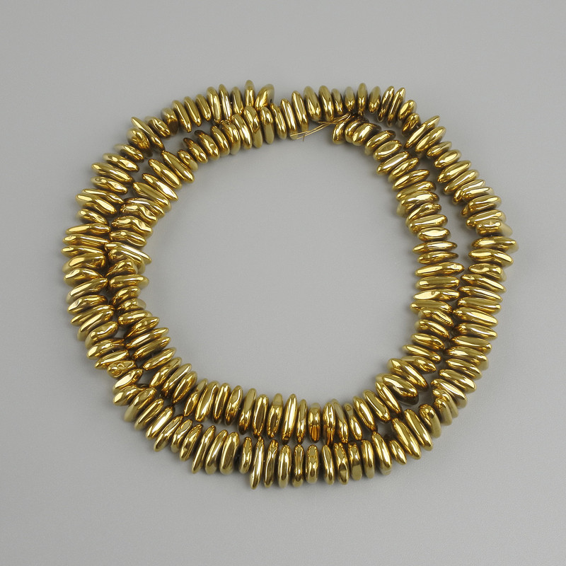 Hematite Beads Gold Chip, 7-9×2-3mm, Length 40cm