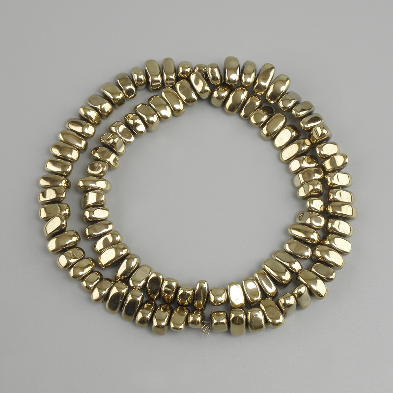 Hematite Beads Gold-light hue, 7-9×3-4, 5mm+-, length 38cm+-