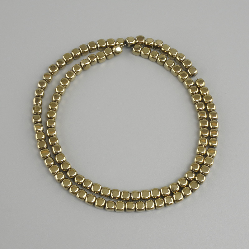 Hematite Beads Cube 4x4mm± Light Gold Color, 40cm+ Length