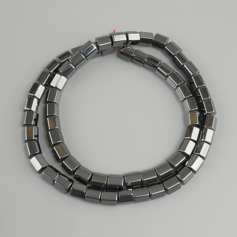 Hematite Beads Faceted Hexagonal Cylinders, 6x6mm, length 40cm