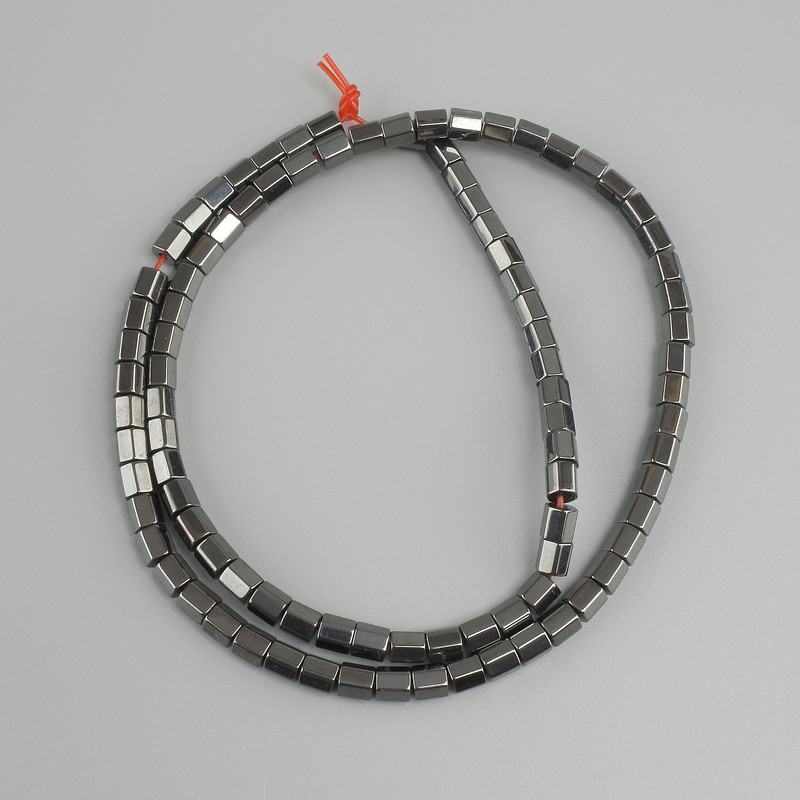 Hematite Beads Faceted Cylindrical Hexagonal, diameter 4x4mm±, length 40m±