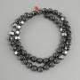 Hematite Beads faceted ball 10mm diameter, on thread 40cm+/-