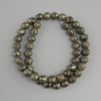 Pyrite Beads faceted round 8 mm diameter, length 38 cm +-