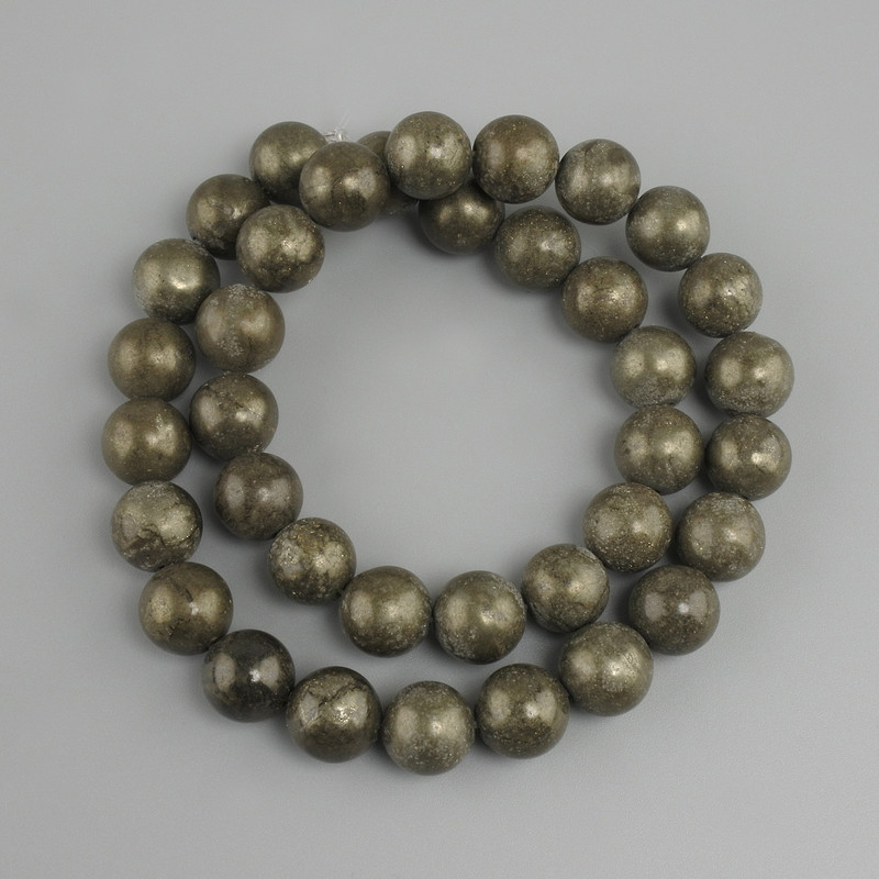 Pyrite Beads Smooth Sphere 10.5 mm, 38 cm length