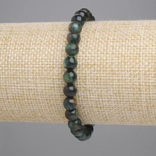 Emerald Bead Bracelet, smooth round beads 6mm, stretch 18cm