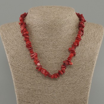 Coral Chip Necklace, diameter 8-15×2-6mm+-, length 45cm +- with clasp