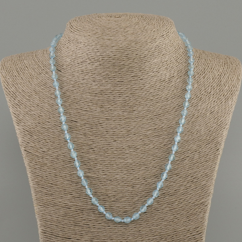 Faceted Topaz Bead Necklace, 5mm diameter, 50cm length +/- with clasp