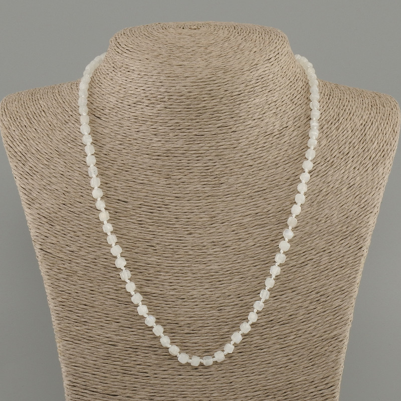Adularia Bead Necklace faceted cube, 4x4mm diameter, length 50cm +- with clasp