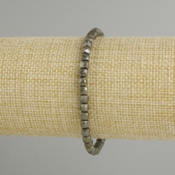 Pyrite Bracelet Faceted Cube, 4x4mm diameter, 18cm length ± stretch