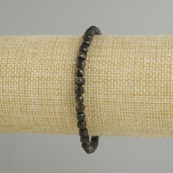 Bracelet Sunstone Obsidian Faceted Cube, 4x4mm diameter, length 18cm, stretch