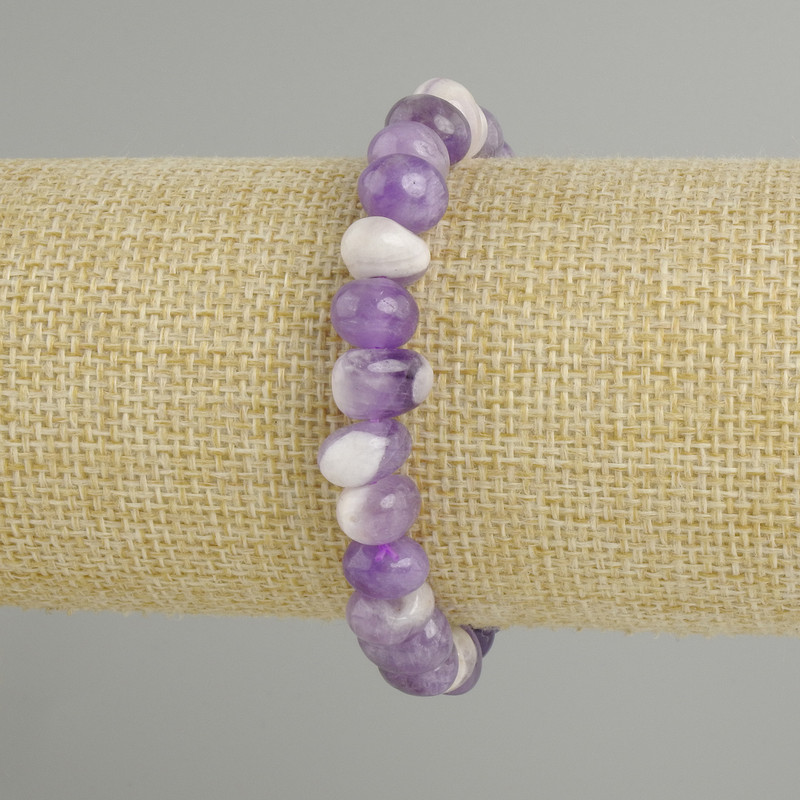 Amethyst Chevron Beaded Bracelet, faceted beads, diameter 9-11×6-8, 5mm+-, length 18cm+- stretch