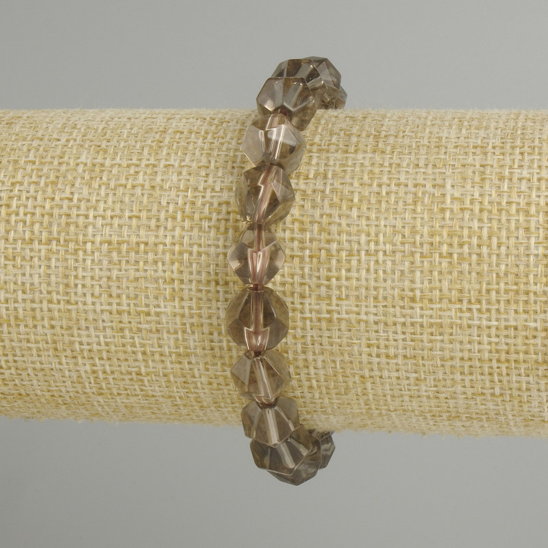 Bracelet Smoky Topaz multifaceted, diameter 9x9mm, length 18cm, stretchy