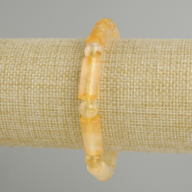 Bracelet Citrine Cylinder, diameter 18x8mm +-, length 18cm +-, stretch
