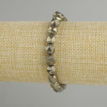 Pyrite Bracelet Multifold Facets, 8x7mm, Stretch, 18cm