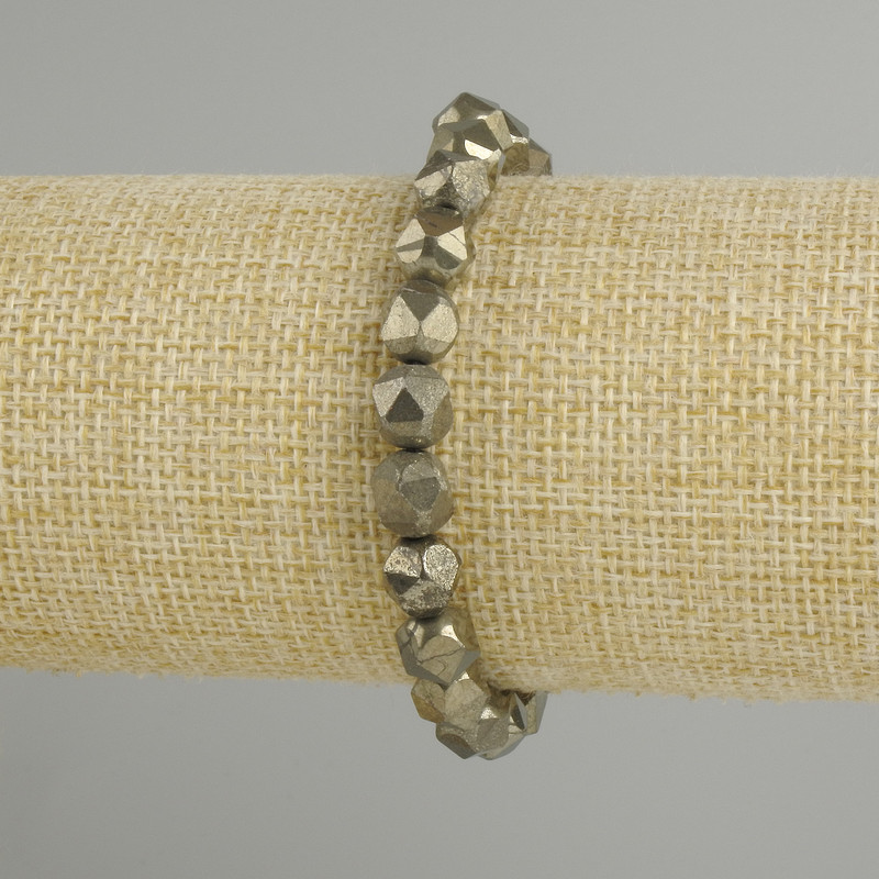 Pyrite Bracelet Multifold Facets, 8x7mm, Stretch, 18cm