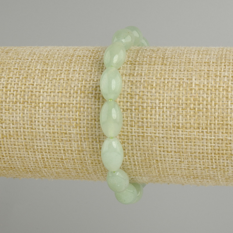 Jadeite Bead Bracelet, 12.5×8mm, adjustable 18cm stretch