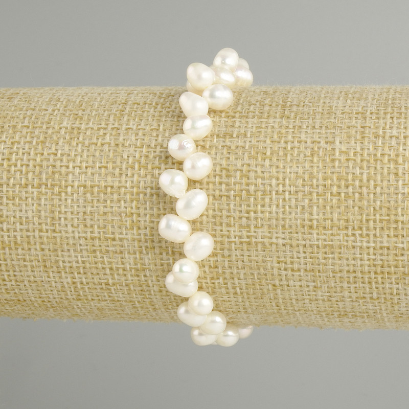 Bracelet Freshwater Pearls, diameter 6-7×5mm ±, length 18cm ±, stretch