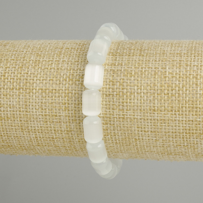 Cat's Eye Bead Bracelet Cylindrical, diameter 10x8mm, length 18cm stretch