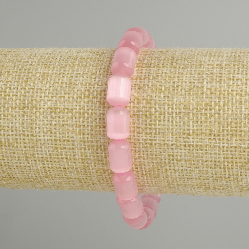 Rose Quartz Cat's Eye Cylinder Bracelet, diameter 11×7, 5mm±, length 18cm±, stretch