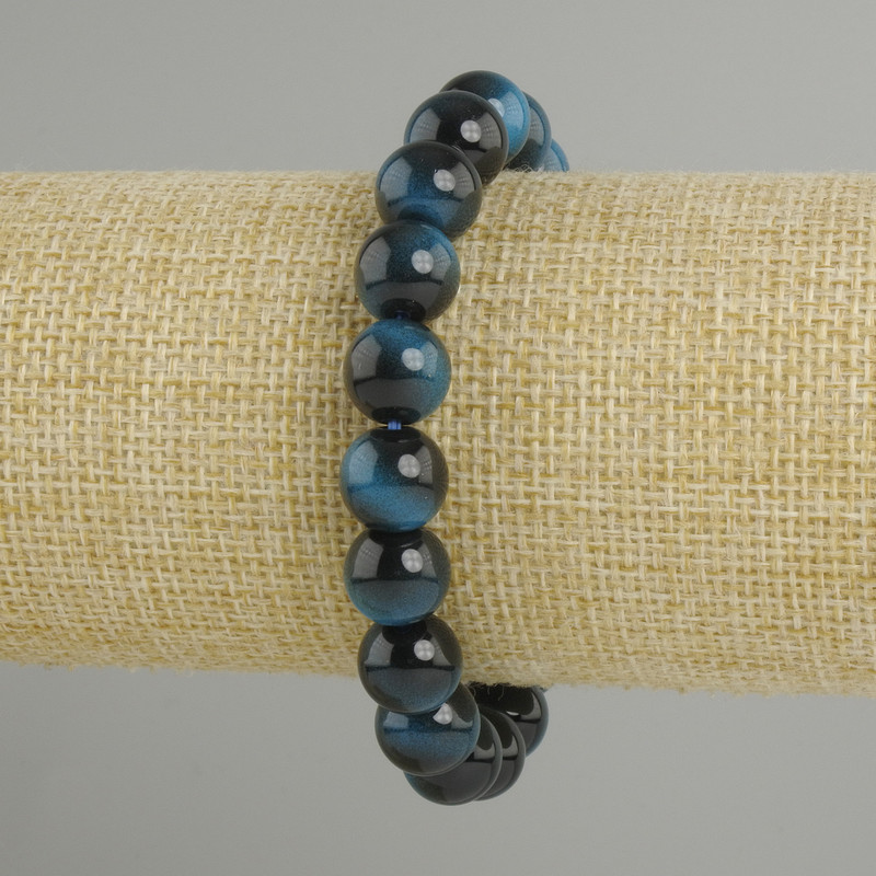 Tiger’s Eye smooth ball bracelet, 10mm diameter ±, length 18cm ± stretch