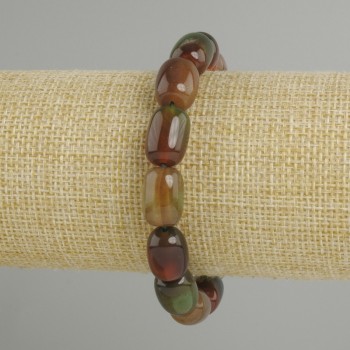 Agate Barilo Bead Bracelet, 14×10 mm barrels, 18 cm stretch