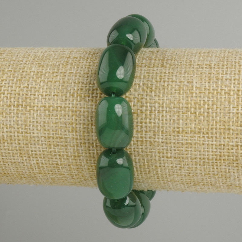 Agate Barilo Bracelet, 18x13mm barrels, 18cm stretch length