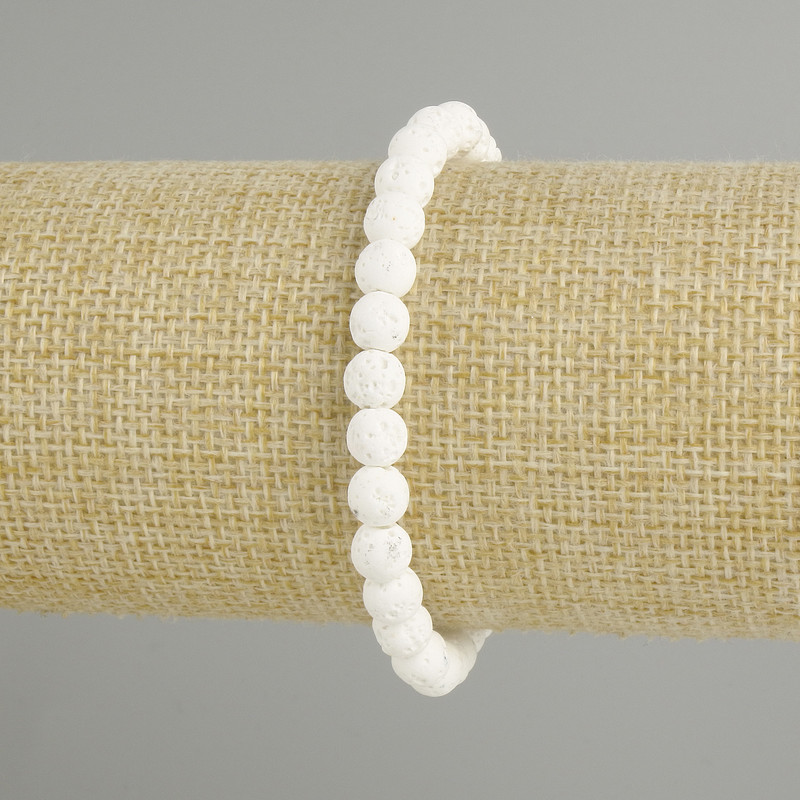 Bracelet Lava white colour, 6mm diameter +-, length 18cm+- stretch